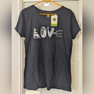 John Deere Black Short-Sleeve Tee with Farm 'LOVE' Graphic XL